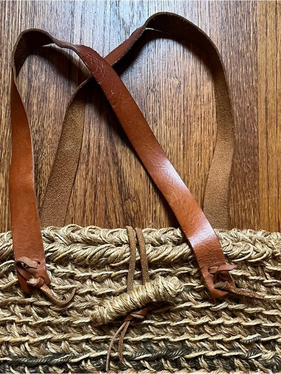 Vtg Marcus Brothers Italy shoulder bag purse boho woven raffia coastal natural - Picture 3 of 9